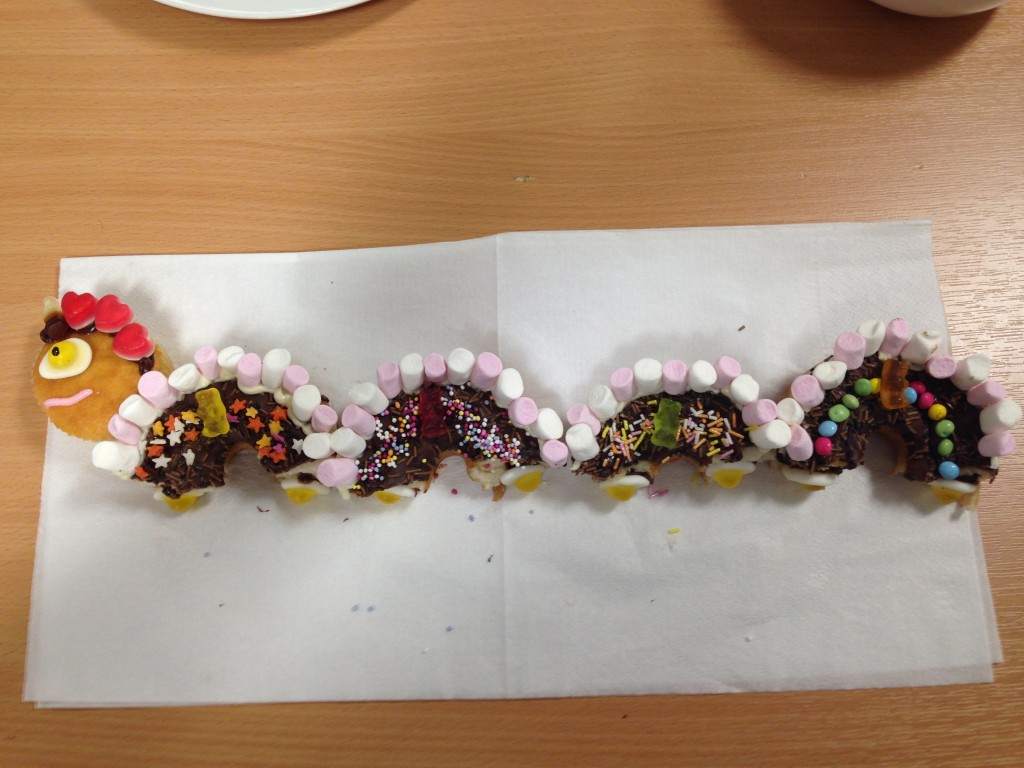 Caterpillar cake at BE's Macmillan Coffee Morning raises £1678