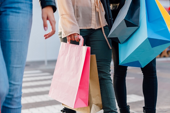 Closeup of girls with shopping bags