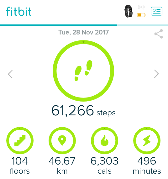  Fitbit recording of 60,000 steps 