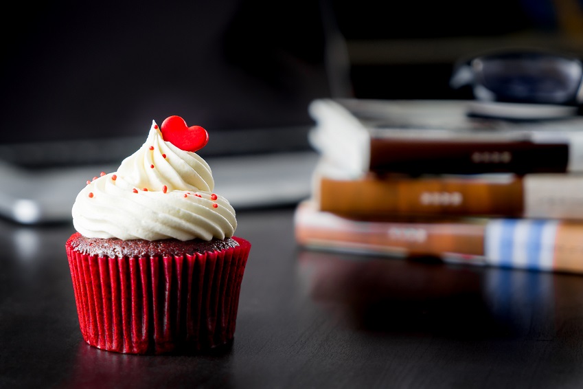 Red Valentine heart shaped love cupcake